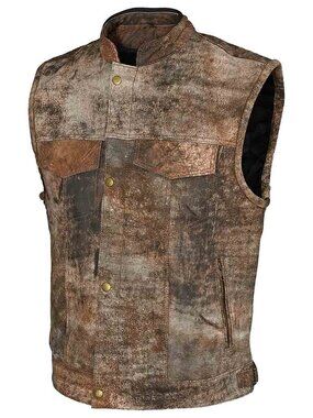 RIDERACT® Motorcycle Vest Leather Biker SOA Style  Riding Vest